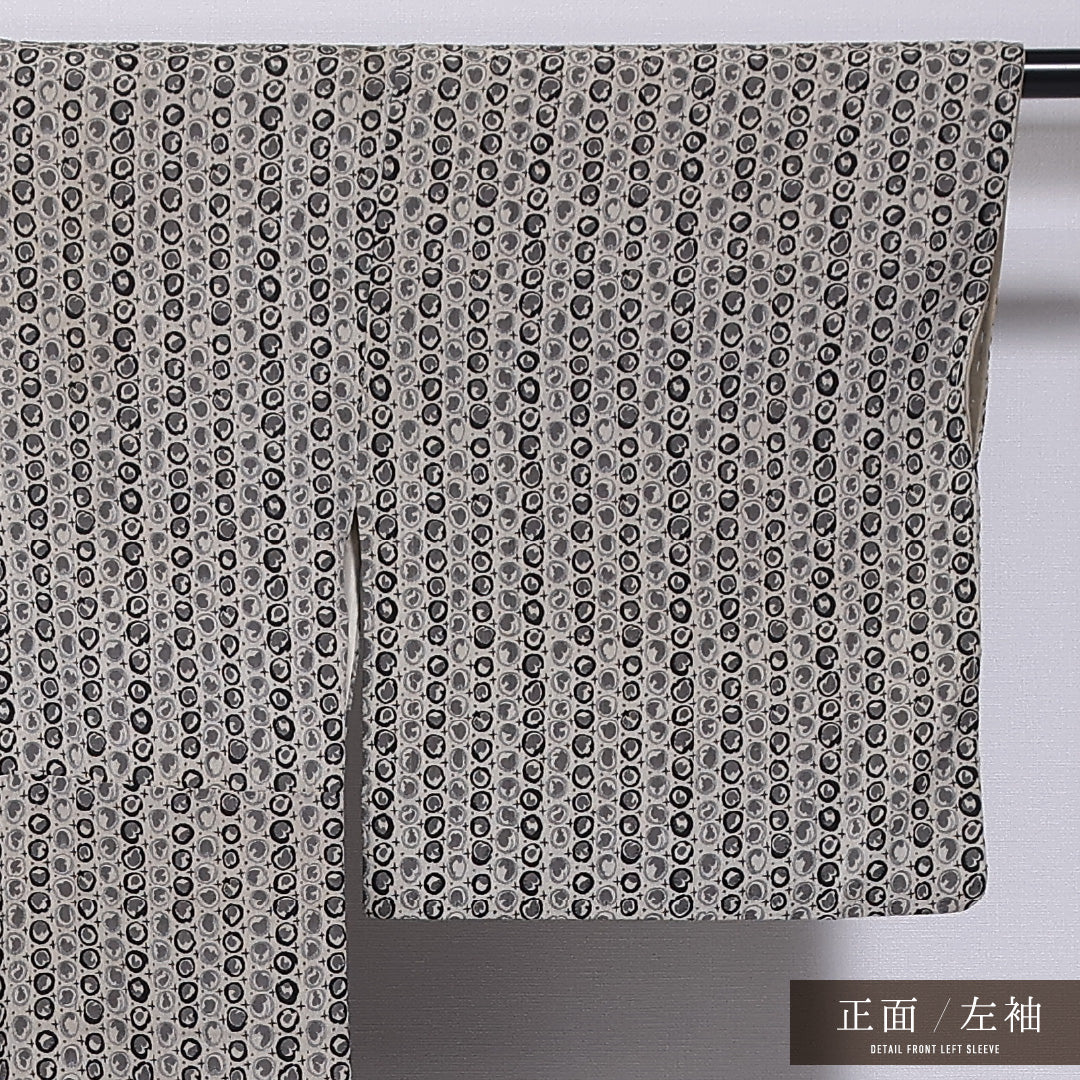 アンティーク 紬 袷 身丈147cm 裄丈63cm 正絹 Bランク バチ衿 XSサイズ 創作柄 グレー系 RP 1223-11684