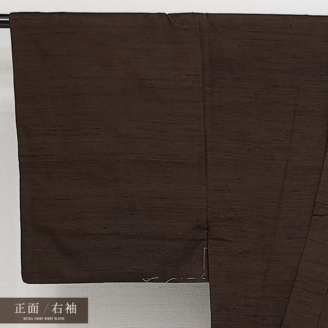 男着物 袷 身丈141cm 裄丈66cm 正絹 Sランク カジュアル 棒衿 Mサイズ 吉祥文様 絞り柄 茶系 RP 1224-14585