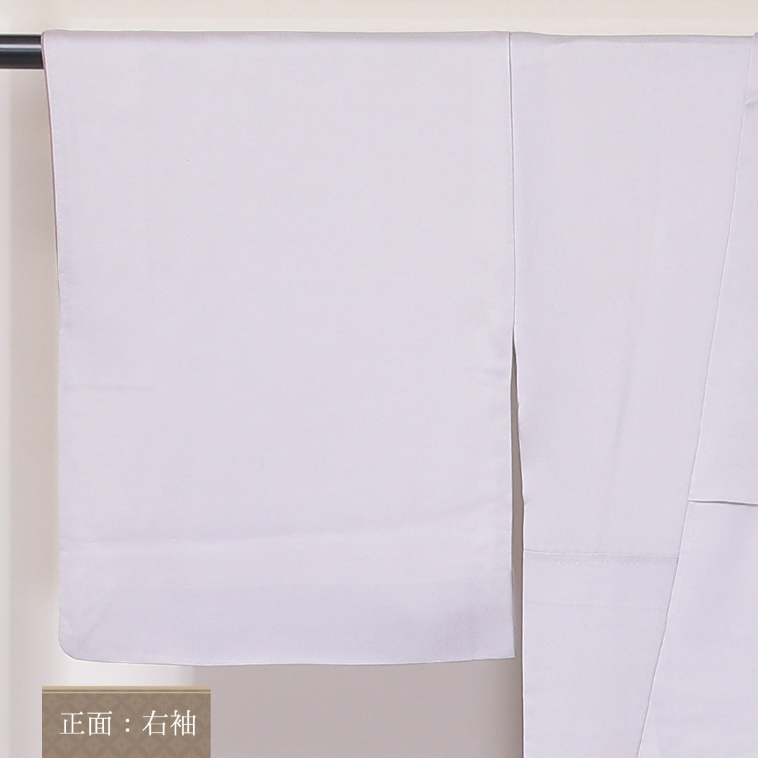 付下げ 袷 身丈165cm 裄丈66cm 正絹 Sランク 一つ紋 (丸に違い鷹の羽) セミフォーマル 広衿 XLサイズ 小町鼠 すすき グレー系 RP 1218-04615