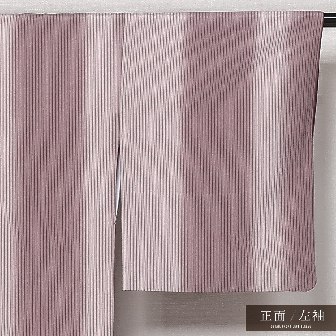 洗える着物 小紋 袷 身丈165cm 裄丈67cm ポリエステル Sランク インフォーマル 広衿 XLサイズ 縞 紫系 RP 1221-13589