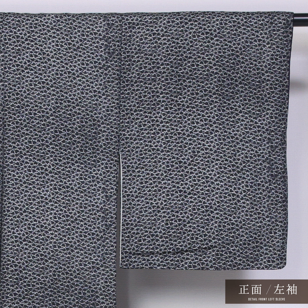 洗える着物 小紋 袷 身丈145cm 裄丈62cm ポリエステル Sランク インフォーマル 広衿 XSサイズ ハート グレー系 RP 1221-11454