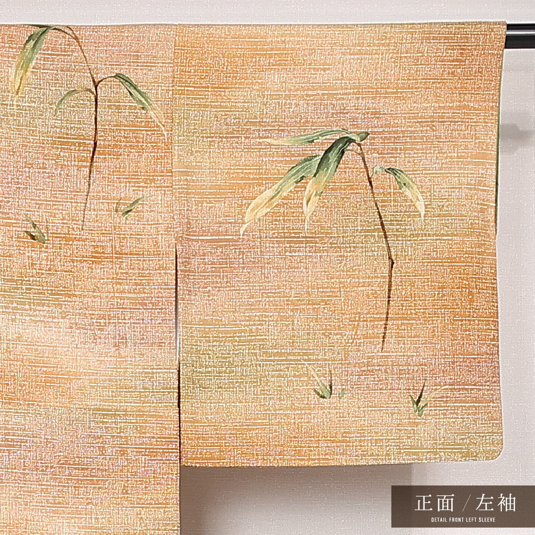 付下げ 袷 身丈156cm 裄丈62cm 正絹 Aランク インフォーマル 広衿 Mサイズ ぼかし染 笹 茶系 M4 1218-13140