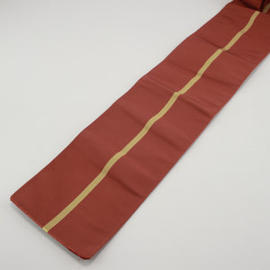 半幅帯 帯丈370cm 正絹 小袋帯 全通 仕立て上がり カジュアル Aランク 朱系 1225000130316