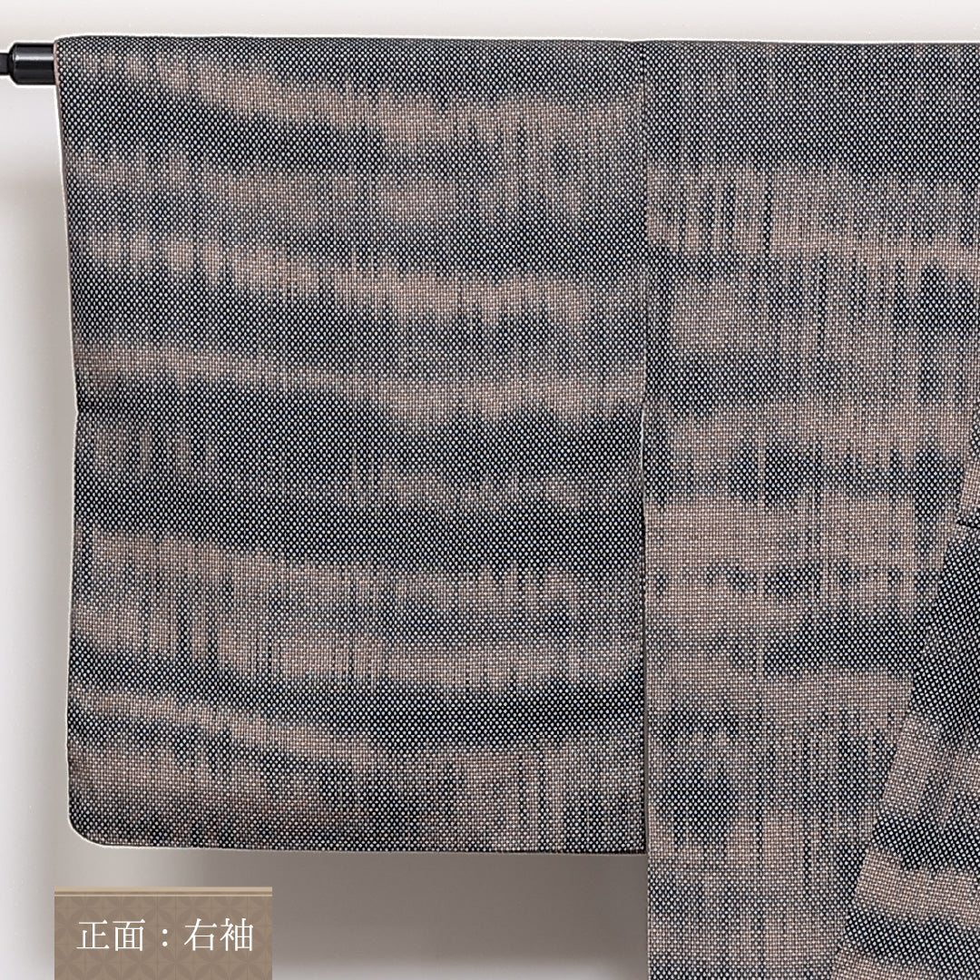 紬 袷 身丈159cm 裄66cm 正絹 平織 蚊絣 茶系 Sランク 1216-01375
