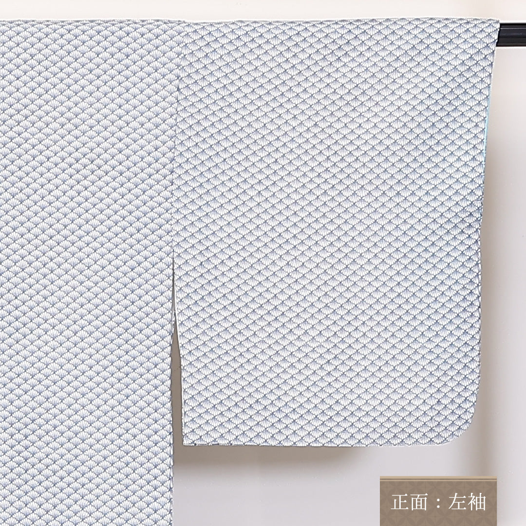 洗える着物 小紋 袷 身丈158cm 裄丈64cm ポリエステル Bランク インフォーマル 棒衿 Mサイズ 菊 グレー系 HP 1221-14006