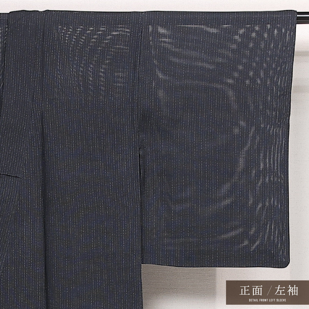 夏物 小紋 絽 身丈153cm 裄丈61cm 正絹 Aランク インフォーマル バチ衿 Sサイズ 無地 グレー系 RP 1221-13342