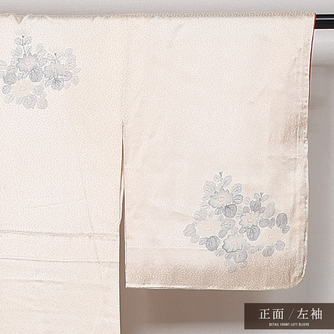 訪問着 袷 身丈150cm 裄丈65cm 正絹 Bランク セミフォーマル 広衿 Sサイズ 牡丹 ピンク系 RP 1217-13602