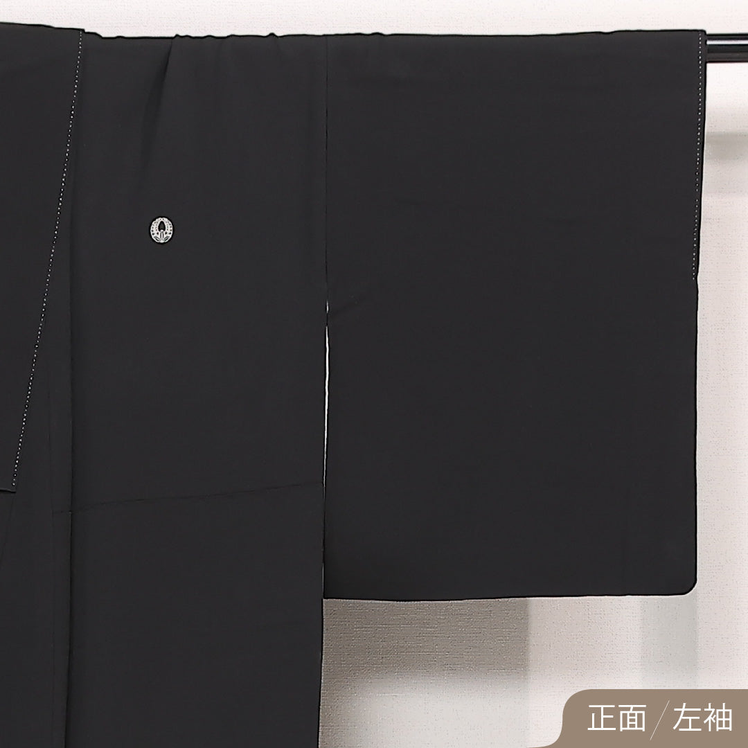 黒留袖 五つ紋 上り藤 身丈163cm 裄丈65.5cm Aランク 正絹 袷 比翼 広衿 L 熨斗 フォーマル 古典的 清楚 黒系 1211-F0585