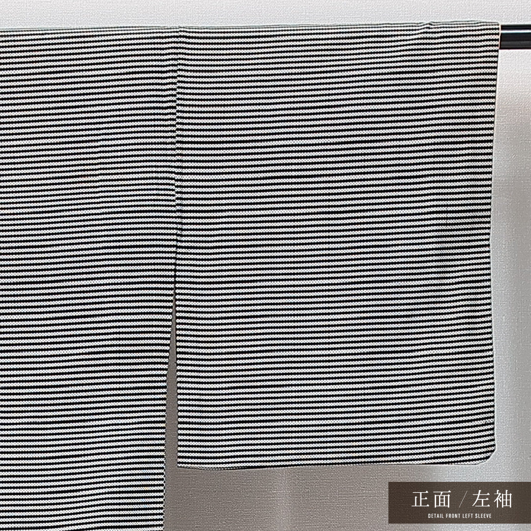 小紋 袷 身丈144cm 裄丈63cm 正絹 Bランク インフォーマル 広衿 XSサイズ 縞 白系 HP 1221-14791