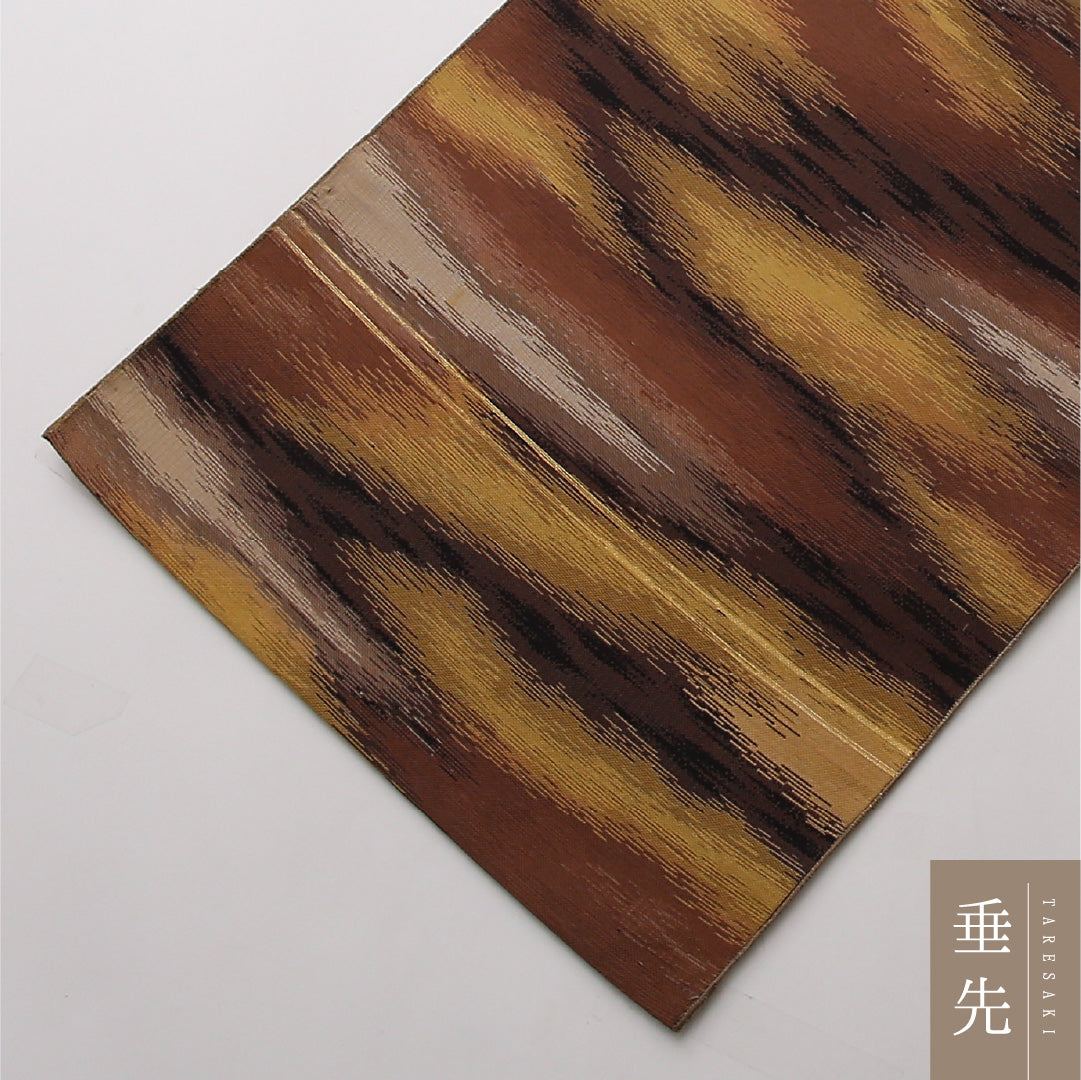 八寸名古屋帯 Aランク 帯丈356cm 正絹 全通 松葉仕立て 織り カジュアル 創作柄 茶系 LP 1245-02320