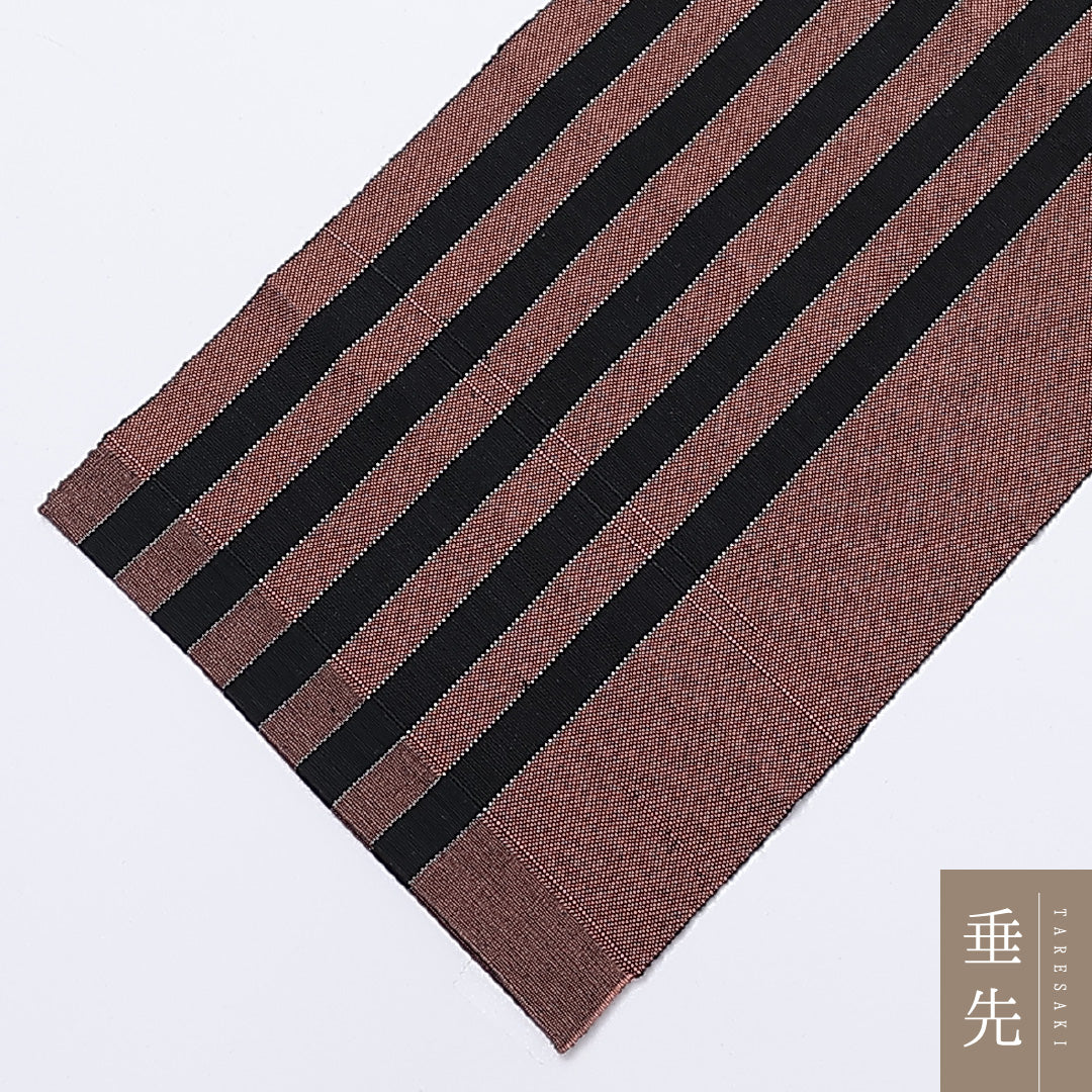六寸帯 帯丈328cm 全通 単衣帯 縞 正絹 紫系 Aランク 1225-000357