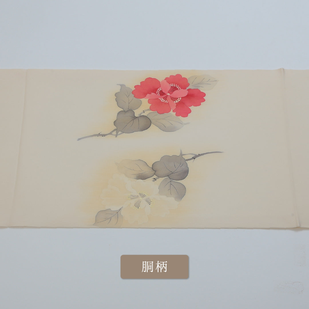 九寸名古屋帯 Aランク 帯丈366cm 正絹 ポイント柄 開き仕立て 染め インフォーマル 落款 塩瀬 芙蓉 クリーム系 RP 1245-00362