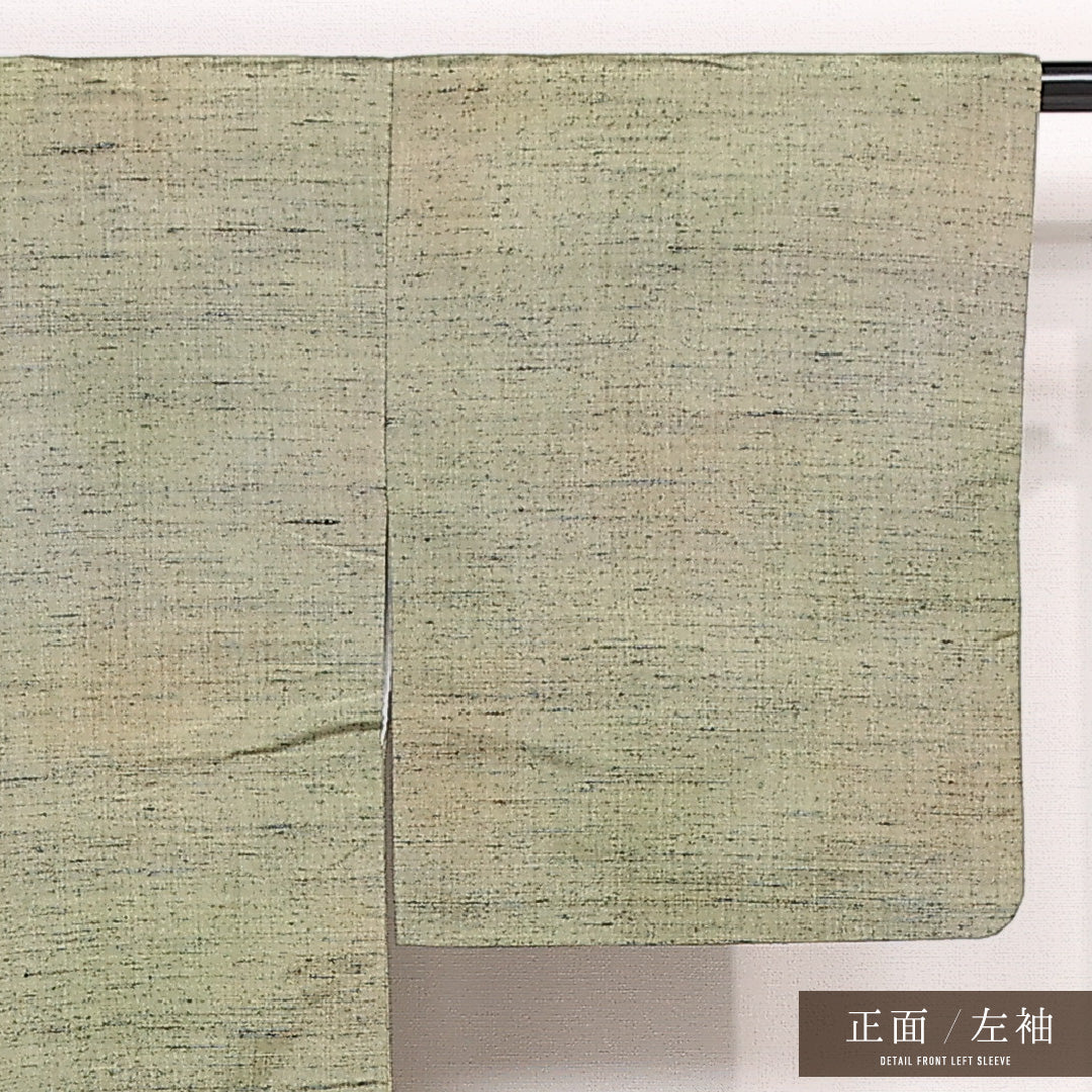 小紋 袷 身丈149cm 裄丈63cm 正絹 Aランク インフォーマル バチ衿 XSサイズ ぼかし染 緑系 RP 1221-13328