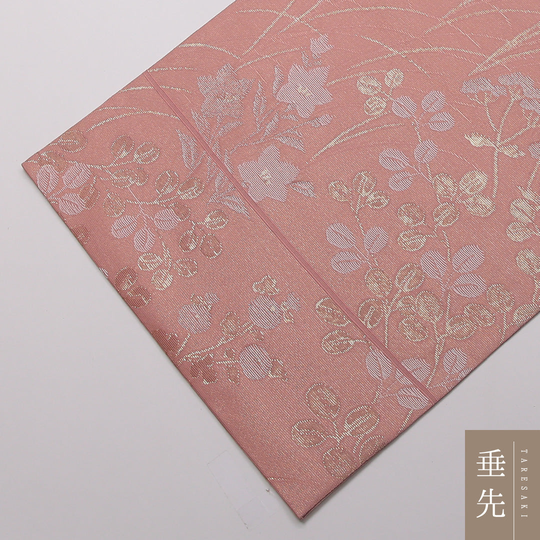 夏物 袋帯 帯丈424cm 正絹 六通 セミフォーマル 秋草文 ピンク系 1243-01443