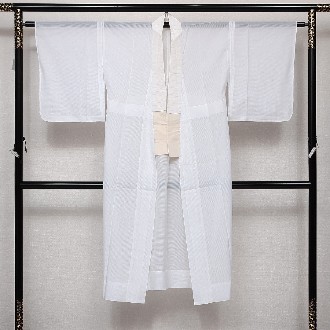 夏物 長襦袢 絽 身丈131cm 裄丈63cm 正絹 Sランク Lサイズ 白系 RP 1239-14037