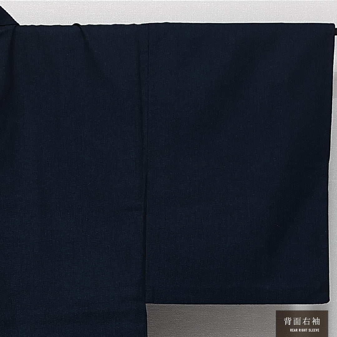 ウールの羽織 男性用（紬） 洗える着物 単衣 身丈101cm 裄丈69cm ウール Bランク Mサイズ カジュアル 無地調柄 紺系 1219-14589