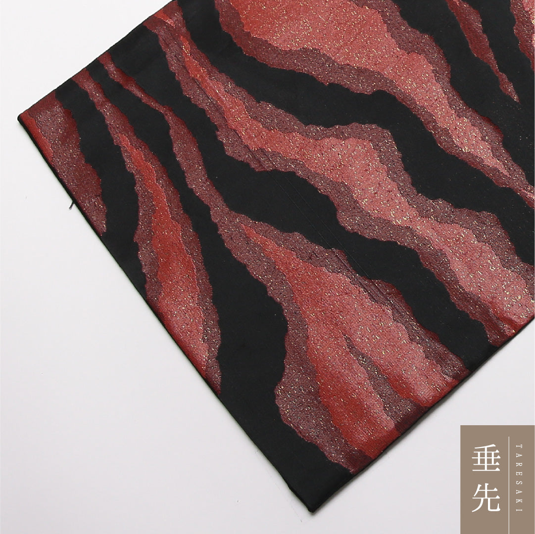 京袋帯 Sランク 帯丈368cm 正絹 六通 袋仕立て 織り インフォーマル 抽象柄 黒系 RP 1244-01969