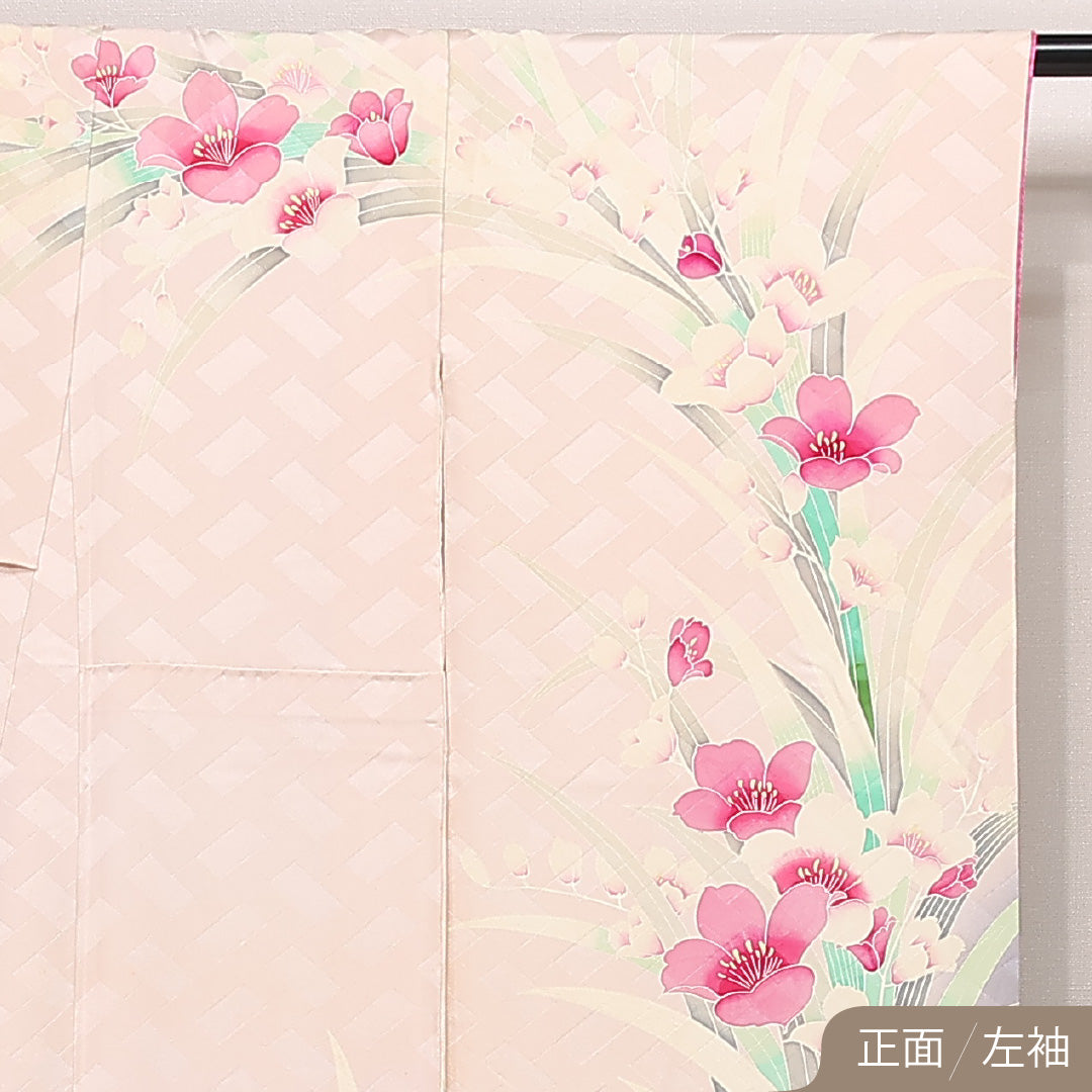 振袖 身丈164cm 裄丈64.5cm Cランク 正絹 袷 広衿 L 花柄 フォーマル 可憐 気品 ピンク系 1213-F0567