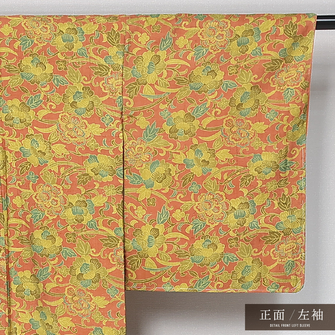 小紋 袷 身丈162cm 裄丈64cm 正絹 Sランク インフォーマル 広衿 Lサイズ 染め紬 唐華 多色系 RP 1221-11983