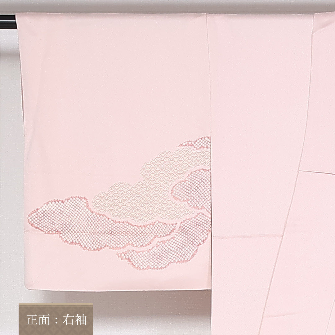 訪問着 袷 身丈153cm 裄64.5cm 正絹 扇 吉祥文様 茶屋辻 パールトーン加工 Aランク 1212-00807