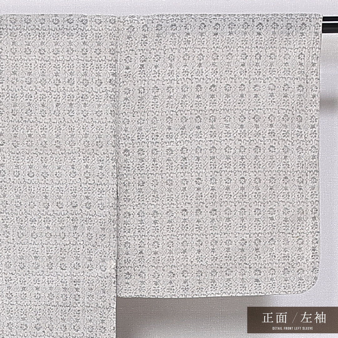紬 身丈149cm 裄丈60.5cm XS 麻 Cランク 単衣 洗える着物 バチ衿 ちぢみ 創作 レトロ 1216-11239