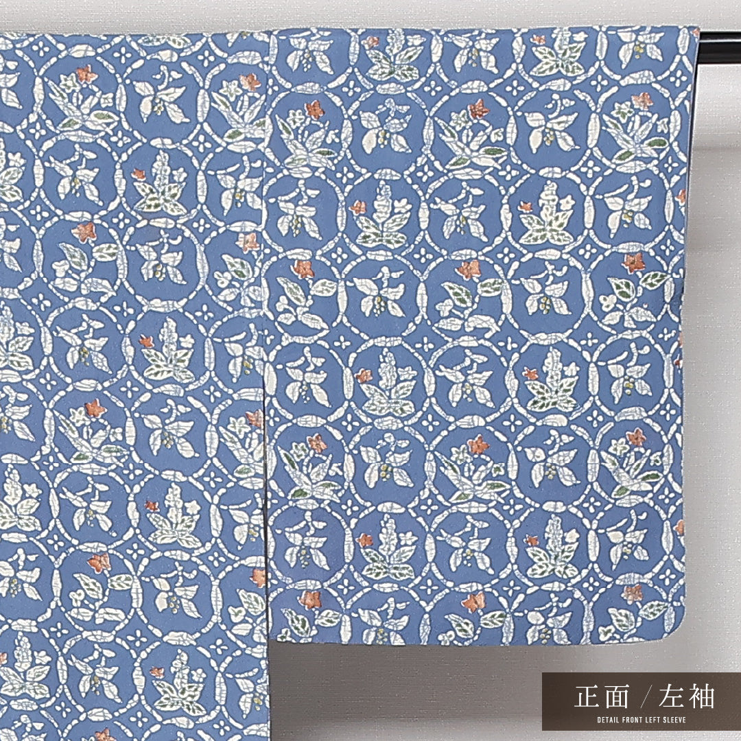 アンティーク 小紋 袷 身丈149cm 裄丈61cm 正絹 Aランク バチ衿 XSサイズ 丸文 水色系 RP 1221-13607
