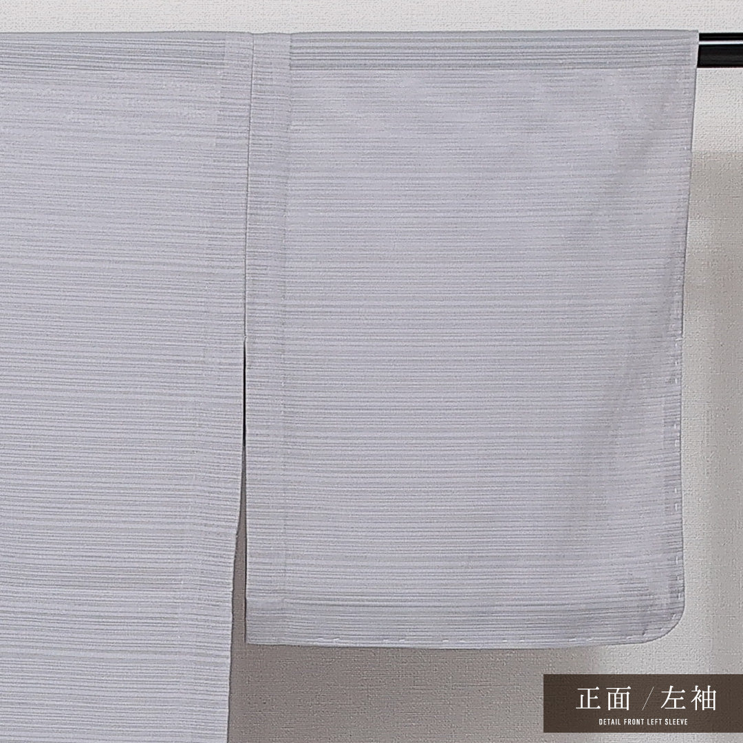 未使用品 色無地 絽 身丈156cm 裄丈62cm Nランク 正絹 広衿 Mサイズ 一つ紋 セミフォーマル 地紋なし しつけ糸 無地 上品 しとやか グレー系 1214-14383