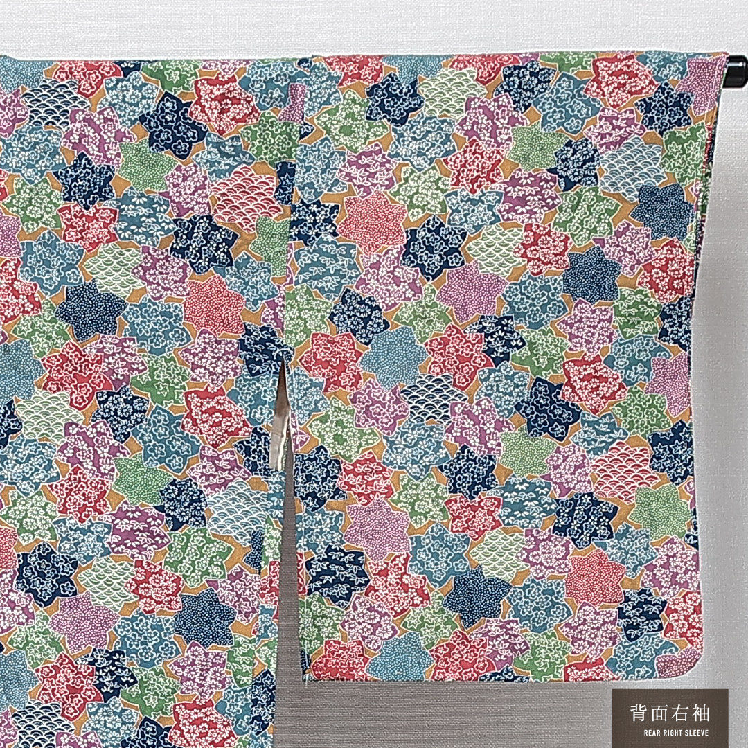 羽織 袷 身丈81cm 裄丈64cm 正絹 Sランク カジュアル Mサイズ 楓 紅葉 多色系 RP 1232-14650