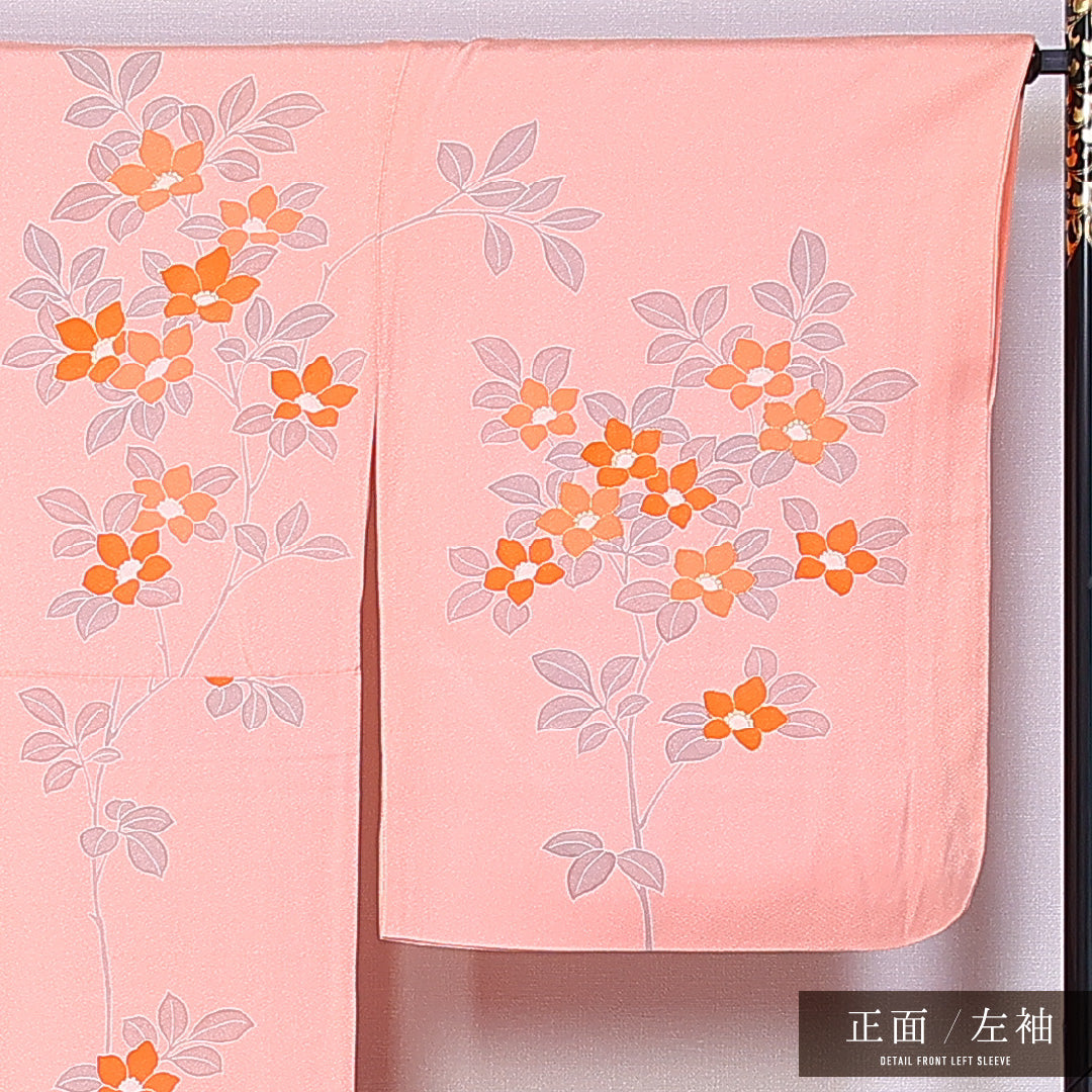 訪問着 袷 身丈162cm 裄丈69cm 正絹 Cランク セミフォーマル 広衿 Lサイズ 桔梗 ピンク系 LP 1217-11362