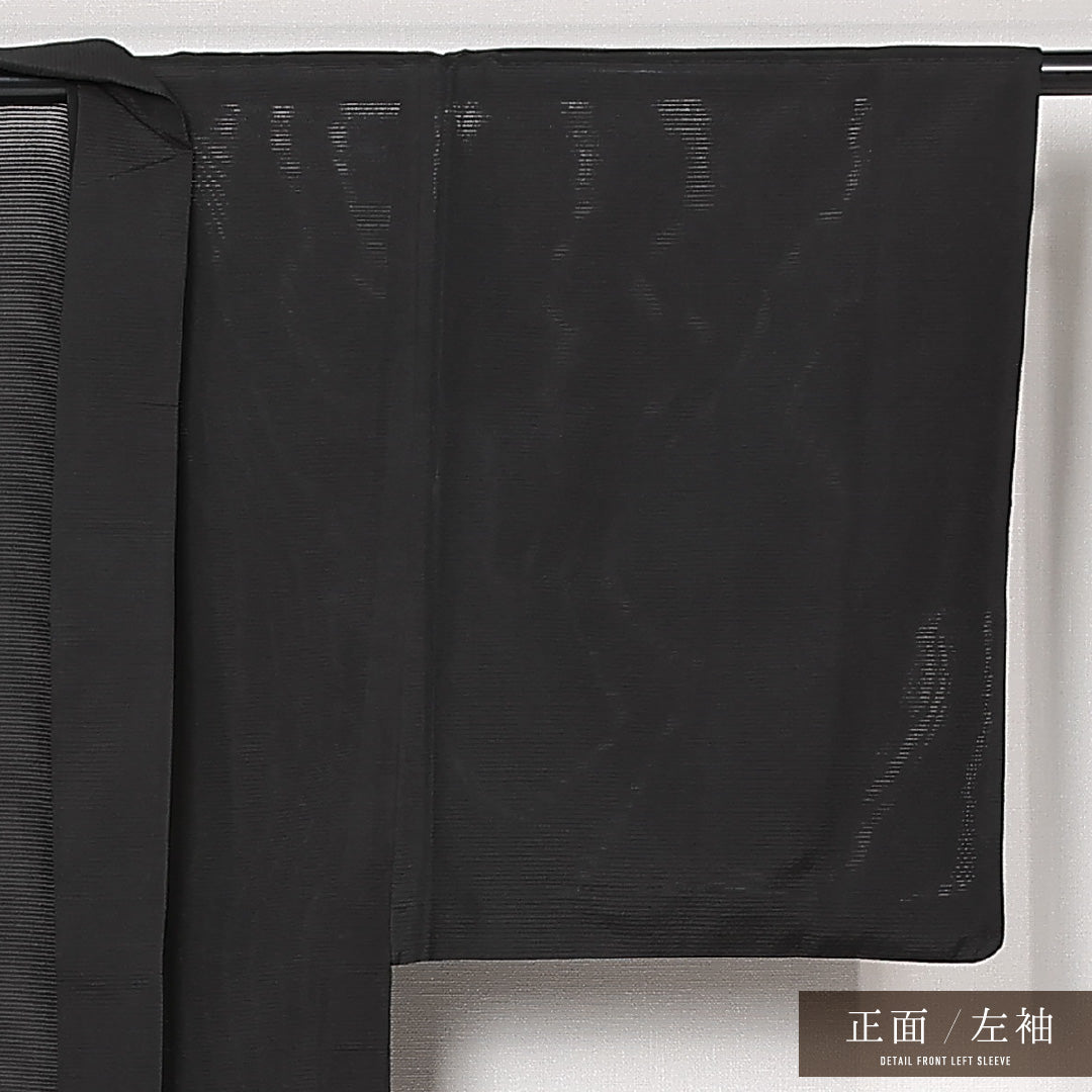 夏物 羽織 男性用 絽 身丈105cm 裄丈35cm 正絹 Sランク カジュアル XSサイズ 無地 シック 落ち着き 黒系 RP 1235-13064