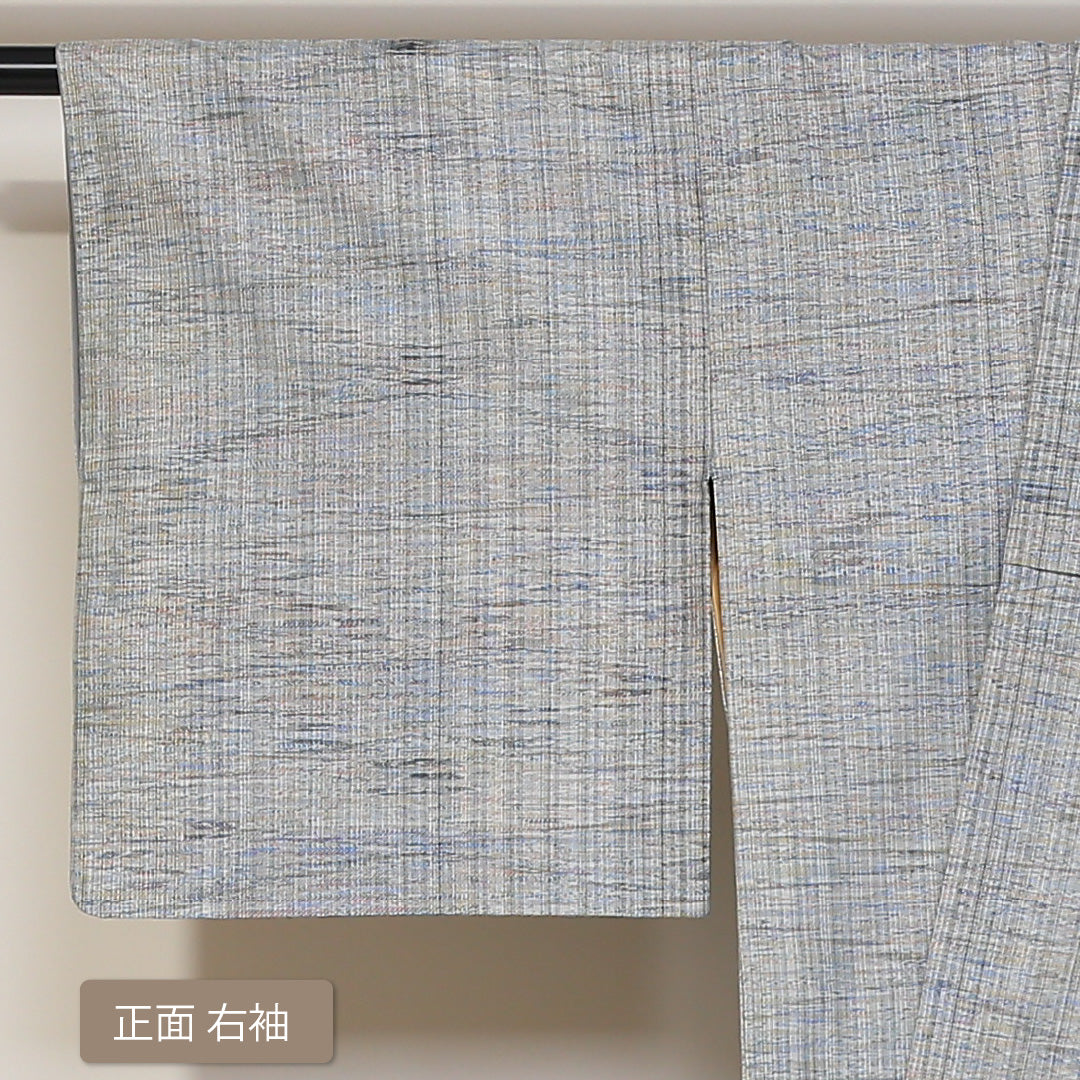 紬 袷 身丈151cm 裄丈63cm 正絹 Aランク カジュアル 広衿 Sサイズ 創作柄 グレー系 HP 1223-03144