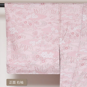 リサイクル着物】 紬 袷 身丈158cm 裄65.5cm 正絹 ピンク系 Sランク