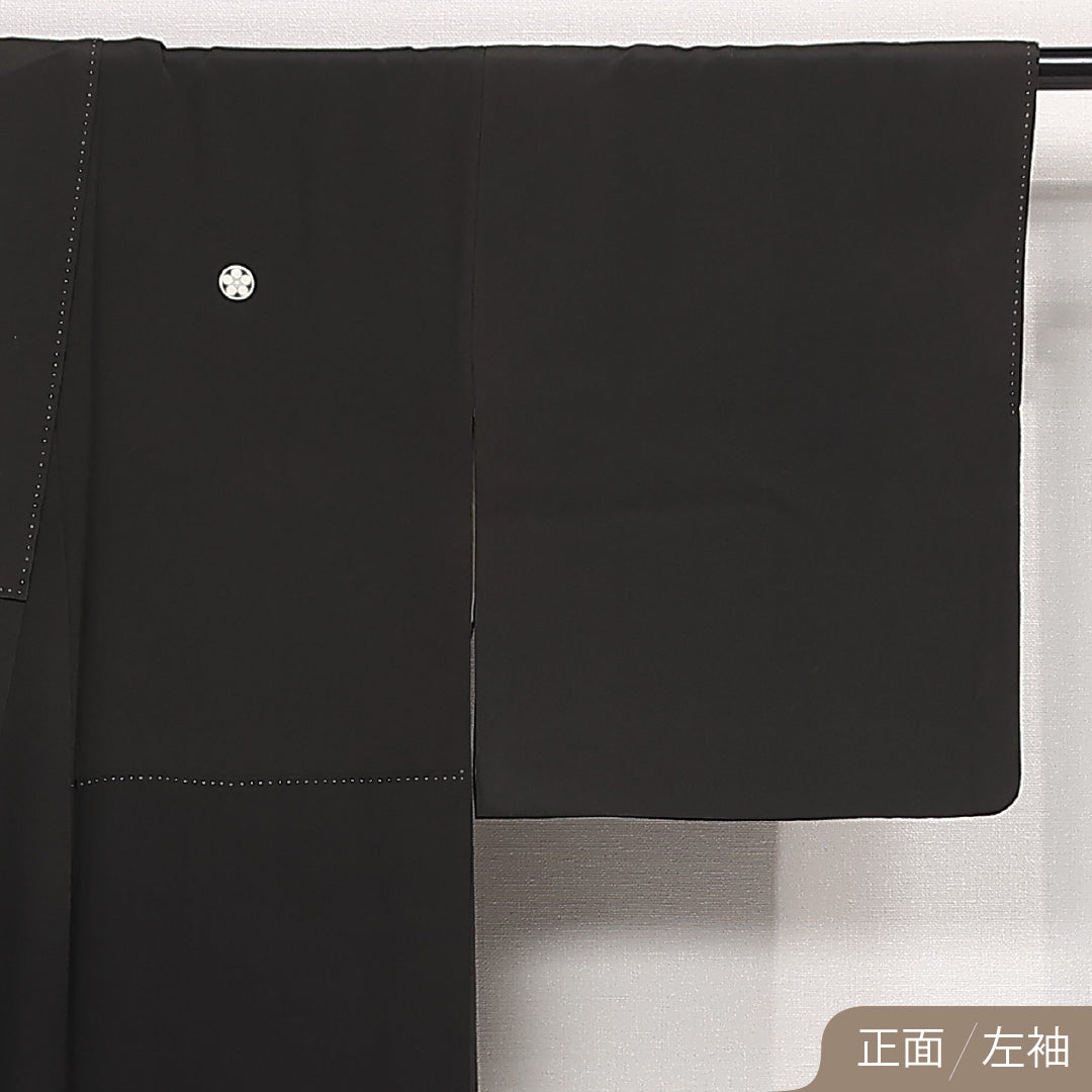 黒留袖 五つ紋 丸に梅鉢 身丈157cm 裄丈66cm Sランク 正絹 袷 比翼 広衿 M 落款 加賀友禅 風景柄 フォーマル 華やか 重厚感 黒系 1211-F0571