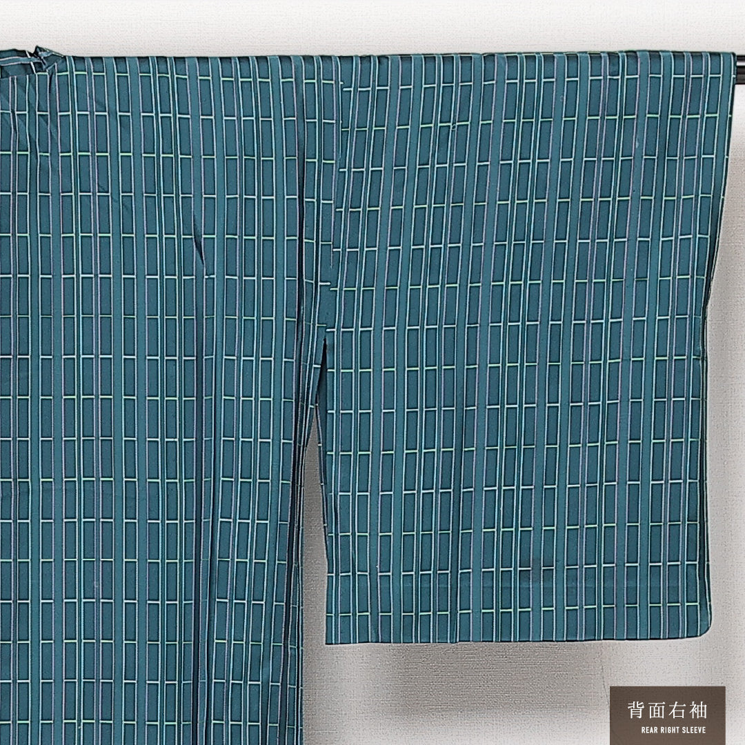 道行コート 単衣 身丈129cm 裄丈64cm 正絹 Sランク セミフォーマル Mサイズ 青系 RP 1237-13976