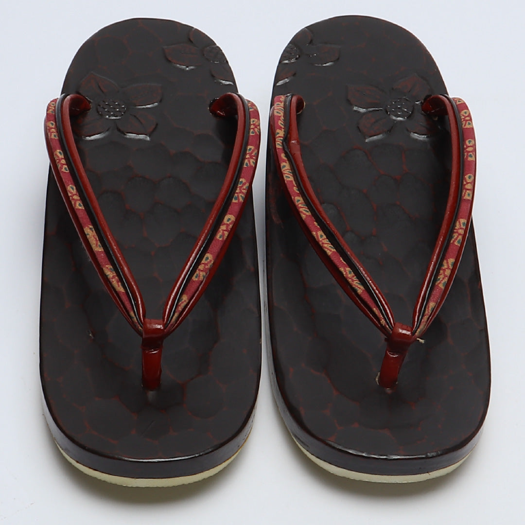 未使用品 夏物 下駄 カジュアル 木製 本革 Sランク 和装小物 茶系 1244-00691