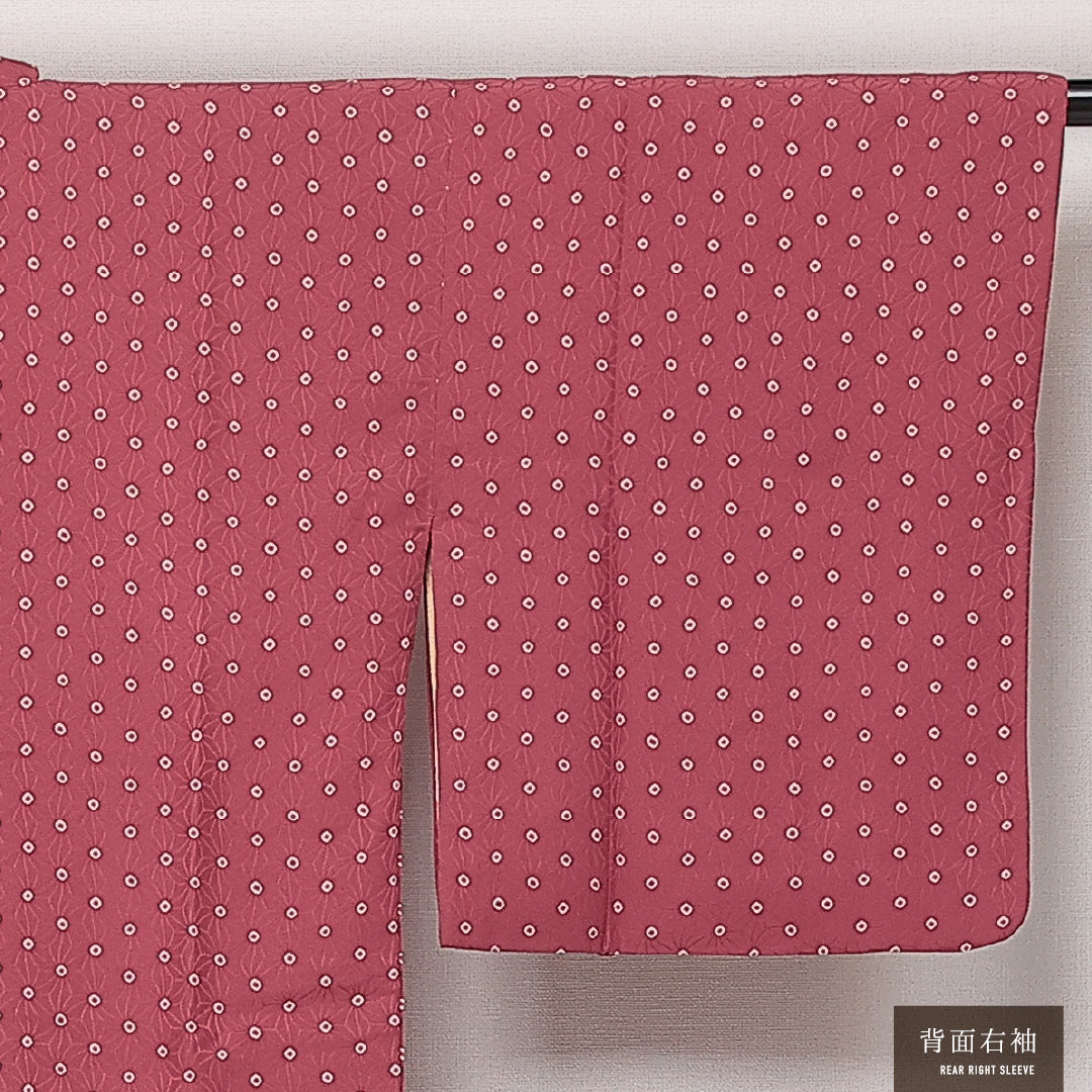道行コート 袷 身丈80cm 裄丈63cm 正絹 Aランク フォーマル Sサイズ ポケットあり 麻の葉 ピンク系 RP 1237-13950