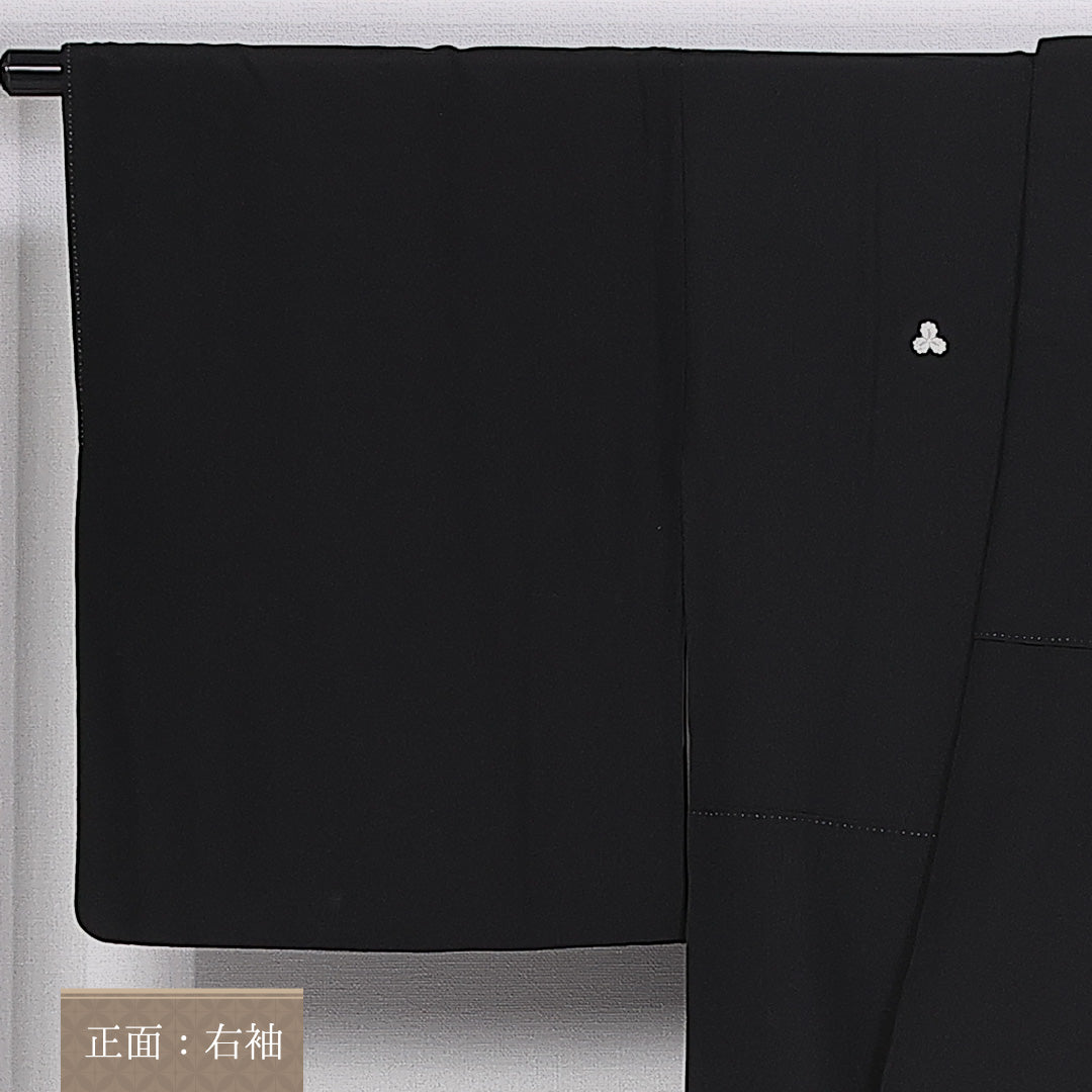 黒留袖 五つ紋 三つ柏 身丈165cm 裄丈64.5cm Sランク 正絹 袷 比翼 広衿 XL 吉祥文様 御所車 牡丹 フォーマル 黒系 1211-F0316