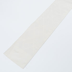 半幅帯 帯丈366cm 花菱 正絹 小袋帯 全通 仕立て上がり カジュアル Aランク 白系 1225000019311