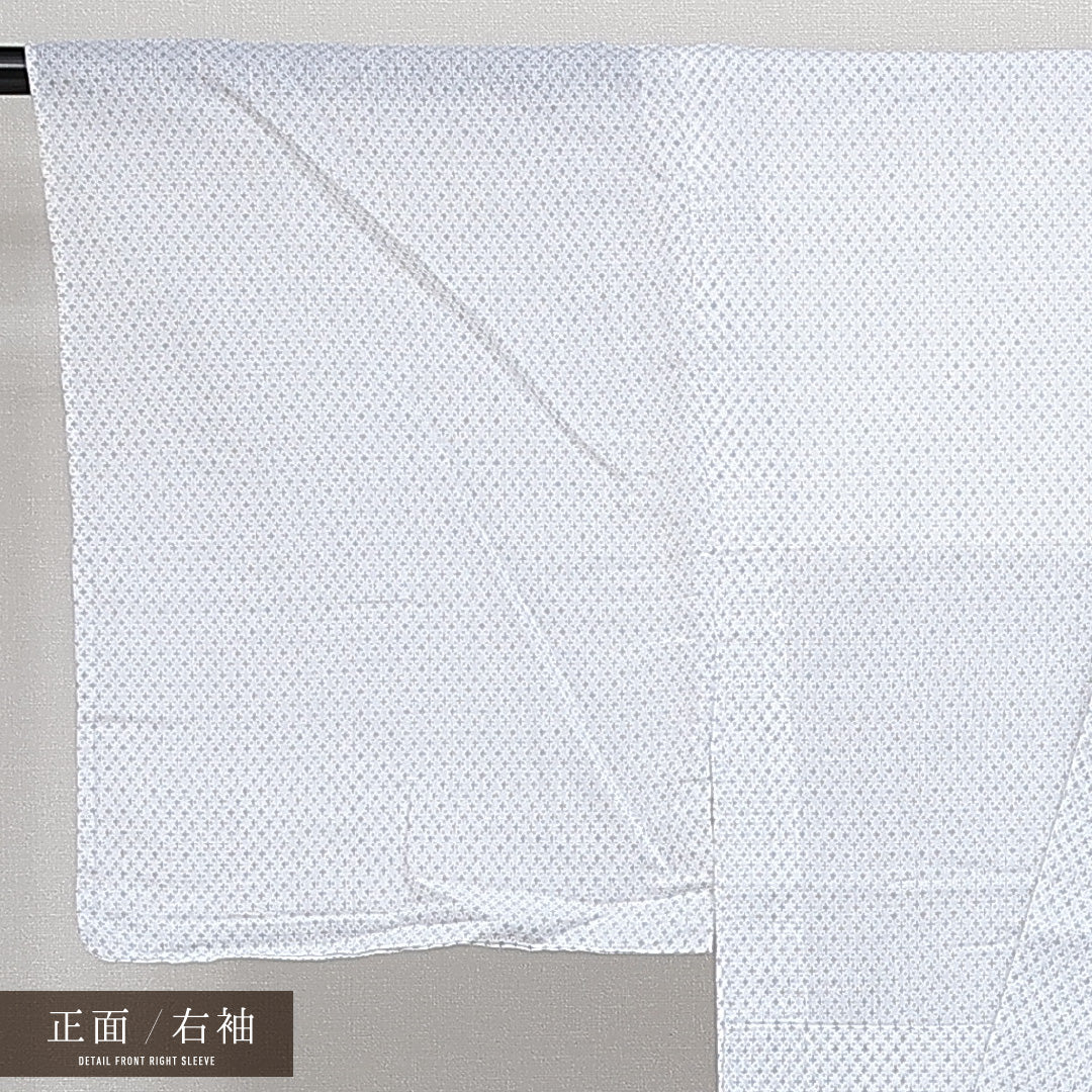 木綿の浴衣 男性用（紬） 夏物 洗える着物 夏物 身丈131cm 裄丈66cm 木綿 Sランク XSサイズ 選択必須 居敷当て 肩当て 十字絣 白系 1219-14588
