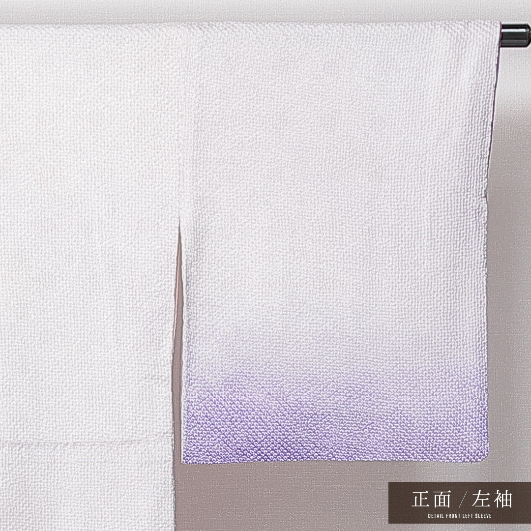 付下げ（総絞り） 袷 身丈159cm 裄丈67cm 正絹 Cランク Mサイズ 広衿 フォーマル 白系 紫系 1261-14965