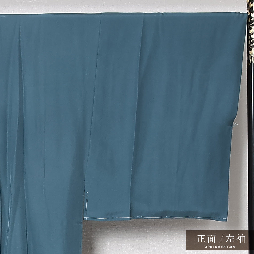 長襦袢 男性用 袷 身丈136cm 裄丈68cm 正絹 Sランク Mサイズ 扇 青系 RP 1241-12965