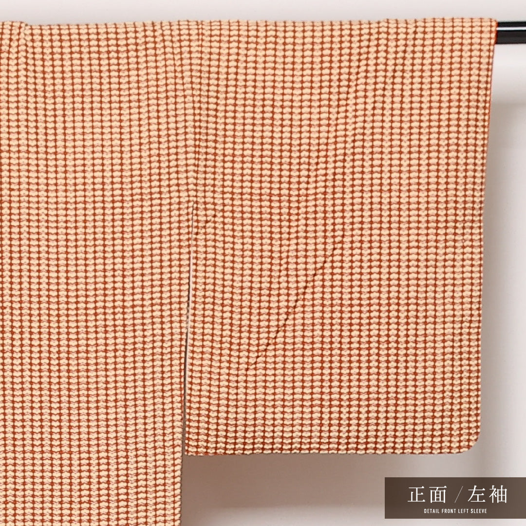 小紋 袷 身丈150cm 裄丈62cm 正絹 Aランク インフォーマル 広衿 Sサイズ 松 茶系 RP 1221-13572