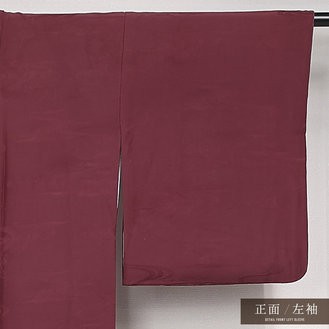 色無地 袷 身丈155cm 裄丈64cm 正絹 Bランク 一つ紋 (五三桐) セミフォーマル バチ衿 Mサイズ 流水 紫系 RP 1219-13156