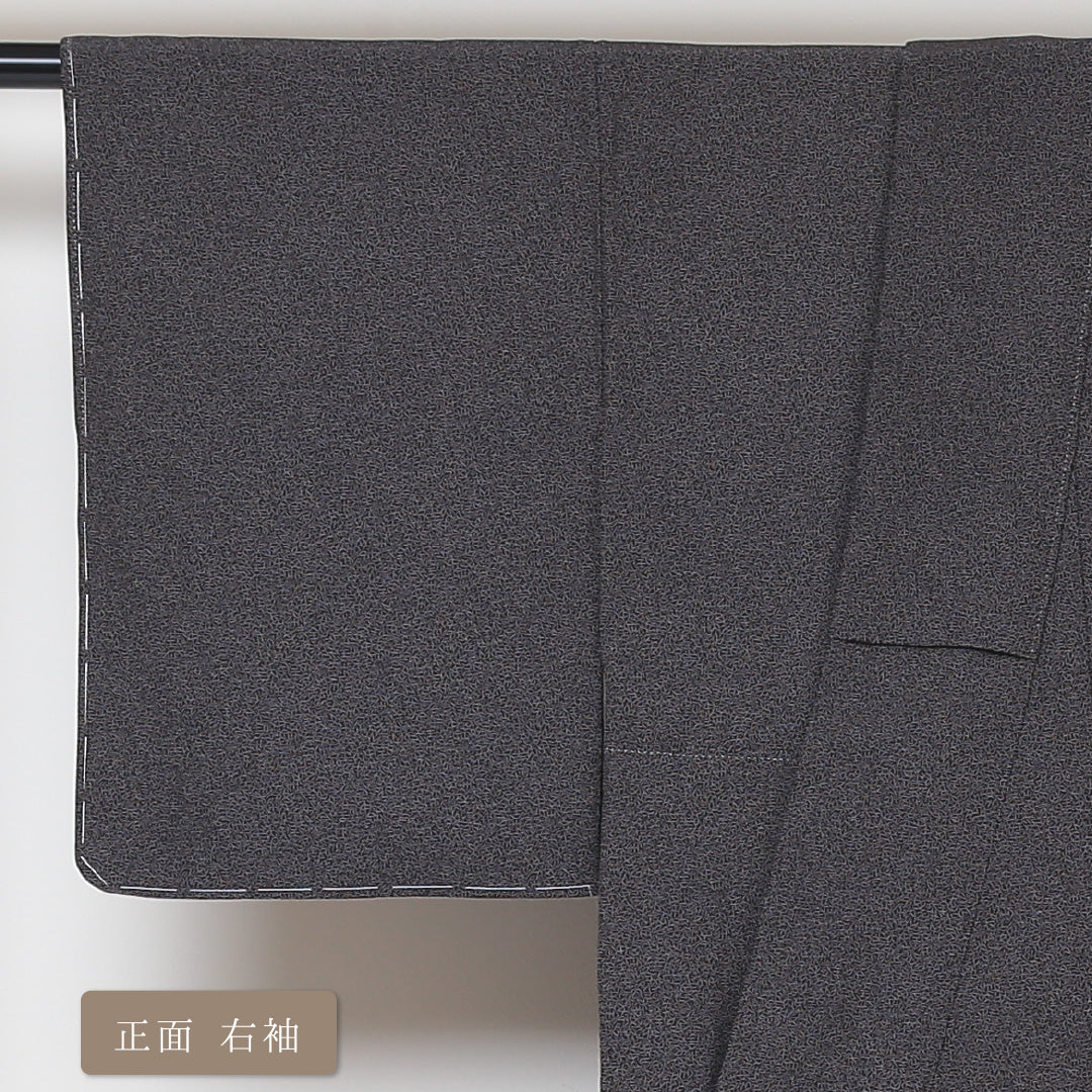訪問着 (ちりめん) 袷 身丈148cm 裄丈60cm 正絹 Sランク セミフォーマル 広衿 XSサイズ 古跡名勝絵巻 証紙 しつけ糸 楼閣 ちりめん グレー系 M4 1217-04330