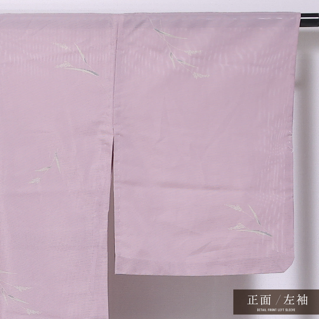 小紋 夏着物 身丈163cm 裄丈66cm L 正絹 Bランク 絽 広衿 草花 夏物 1215-11749
