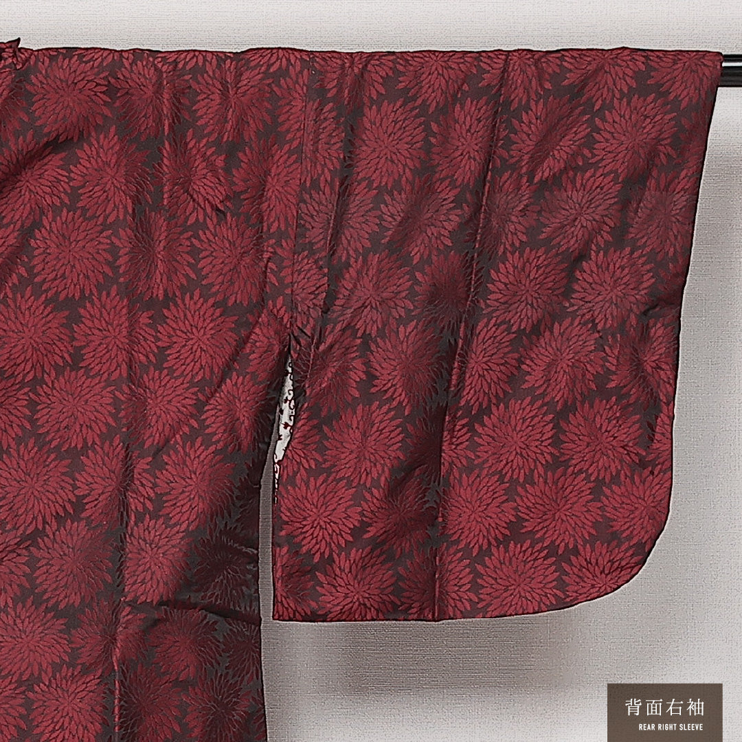 アンティーク 道行コート 単衣 身丈82cm 裄丈64cm 正絹 Aランク Mサイズ 菊 赤系 RP 1237-13864