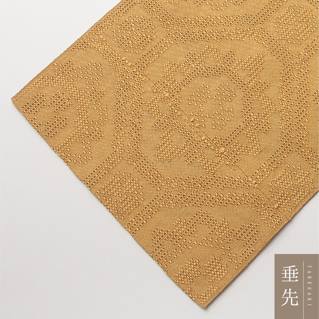 八寸名古屋帯 Sランク 帯丈337cm 正絹 全通 松葉仕立て 織り インフォーマル 蜀江 黄系 RP 1245-01993