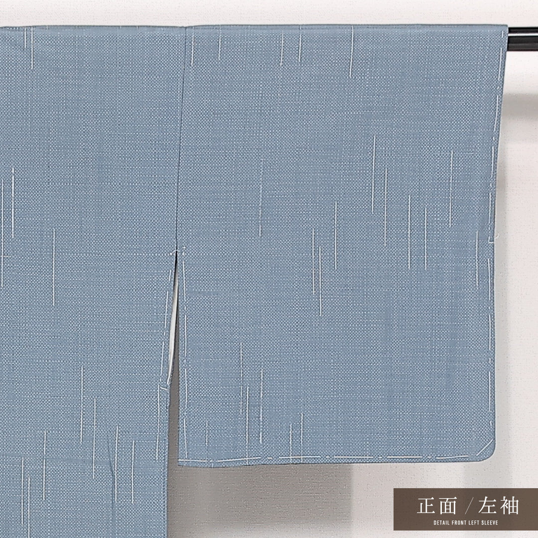 お召 袷 身丈160cm 裄丈65cm 正絹 Cランク インフォーマル 広衿 Lサイズ しつけ糸 創作柄 水色系 HP 1222-13285