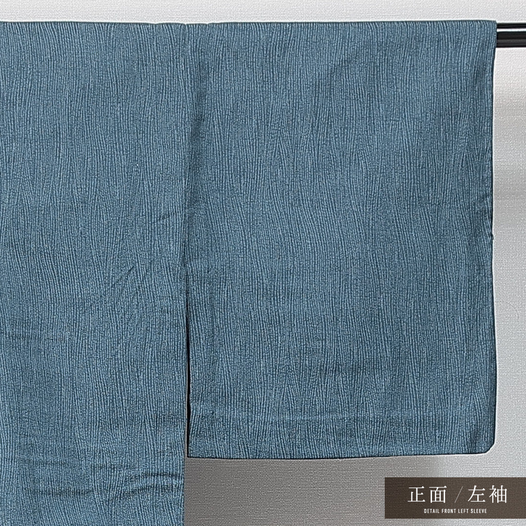 小紋 単衣 身丈150cm 裄丈62cm 正絹 Bランク インフォーマル バチ衿 Sサイズ 無地 青系 HP 1221-14796