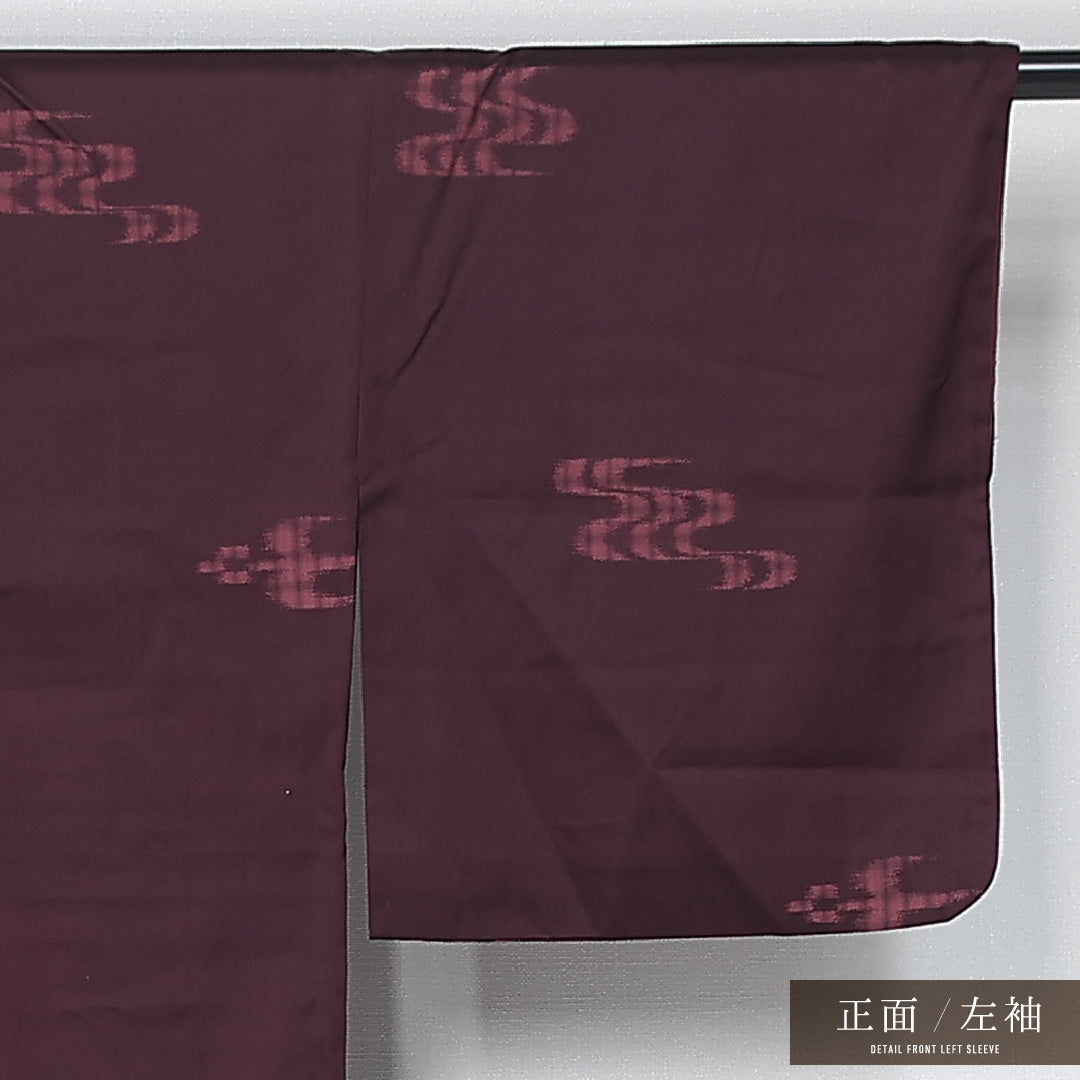お召 袷 身丈159cm 裄丈64cm 正絹 Bランク インフォーマル バチ衿 Mサイズ 観世水 紫系 HP 1222-12025